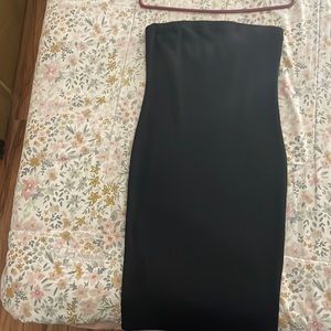 Large black cropped dress strap less only used once.